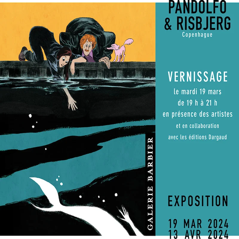 La galerie Barbier a le plaisir d’accueillir Terkel Risbjerg et Anne-Caroline Pandolfo à l’occasion de la sortie de leur nouvel album Copenhague paru en 2024 aux éditions Dargaud pour une exposition qui aura lieu du 19 mars au 13 avril 2024.