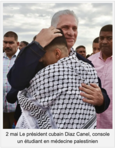 Le président Diaz Canel console un étudiant palestinien en médecine 