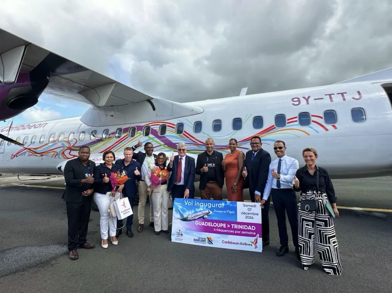 Caribbean Airlines a oﬃciellement déployé ses ailes sur le tarmac des Îles de Guadeloupe ce matin