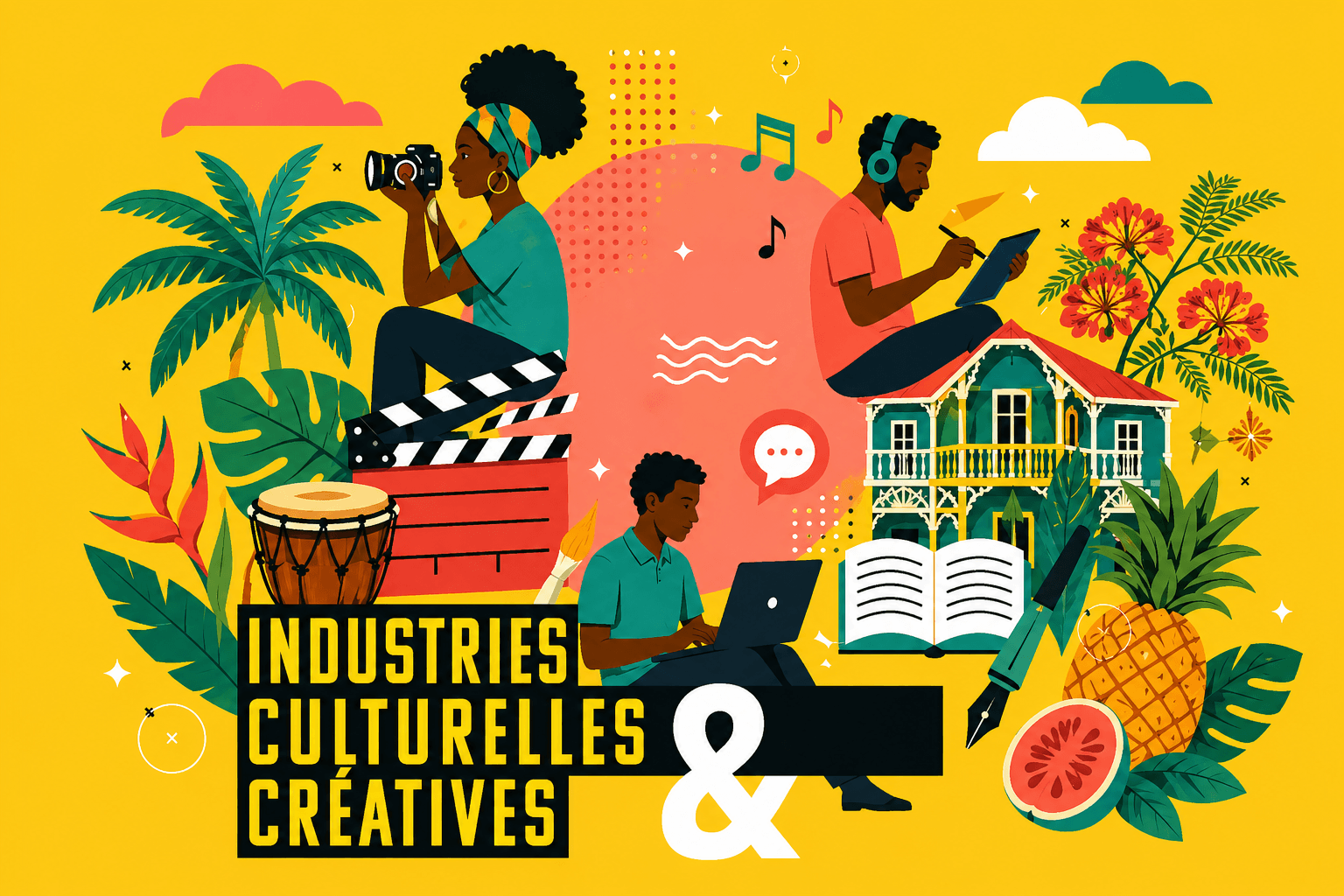 Industries culturelles et créatives en Guadeloupe illustrées par des artistes caribéens