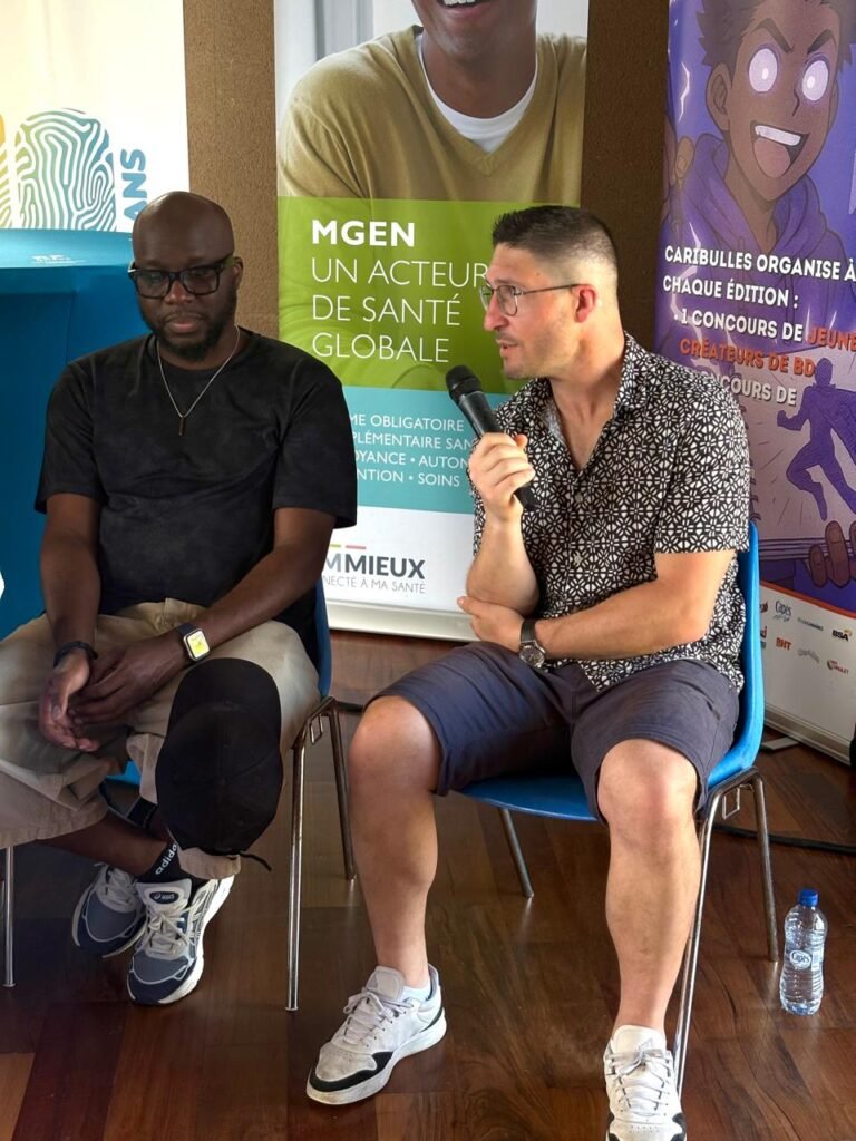 Intervenants prenant la parole lors de la conférence de presse du festival Caribulles 2026 en Guadeloupe