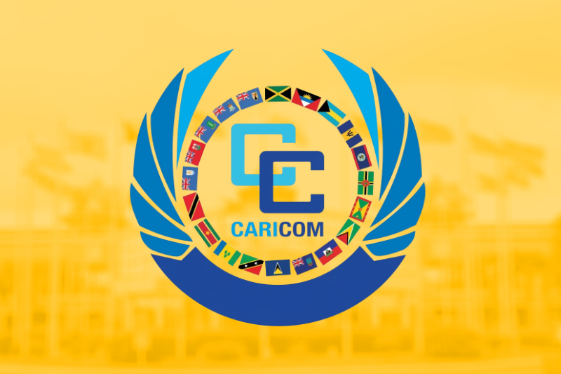 Logo de la CARICOM devant le siège de l’organisation à Georgetown, Guyana