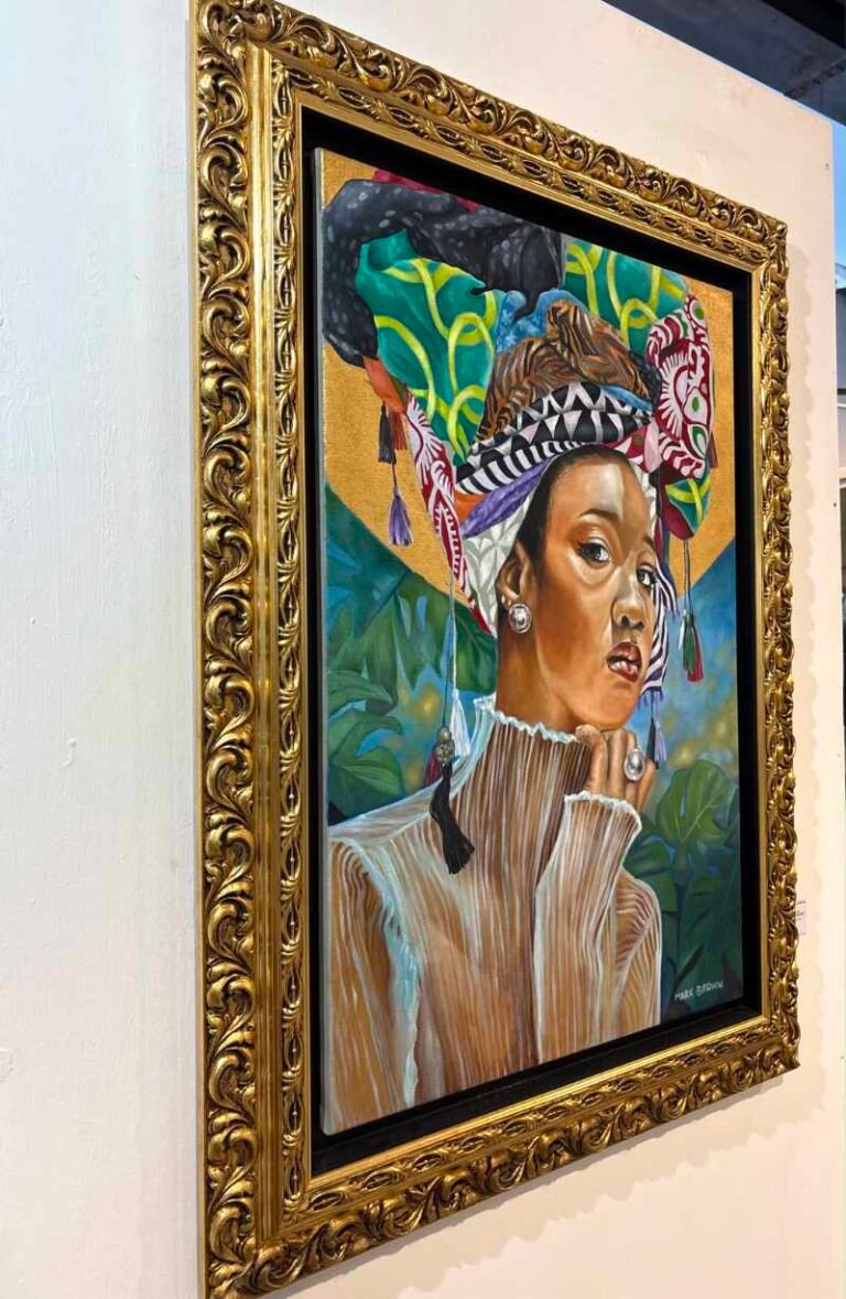Portrait peint par l'artiste antiguais Mark Brown exposé à la Pool Art Fair Guadeloupe