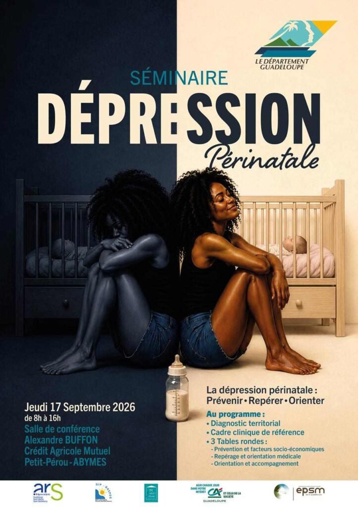 Affiche du séminaire sur la dépression périnatale organisé par le Département de la Guadeloupe