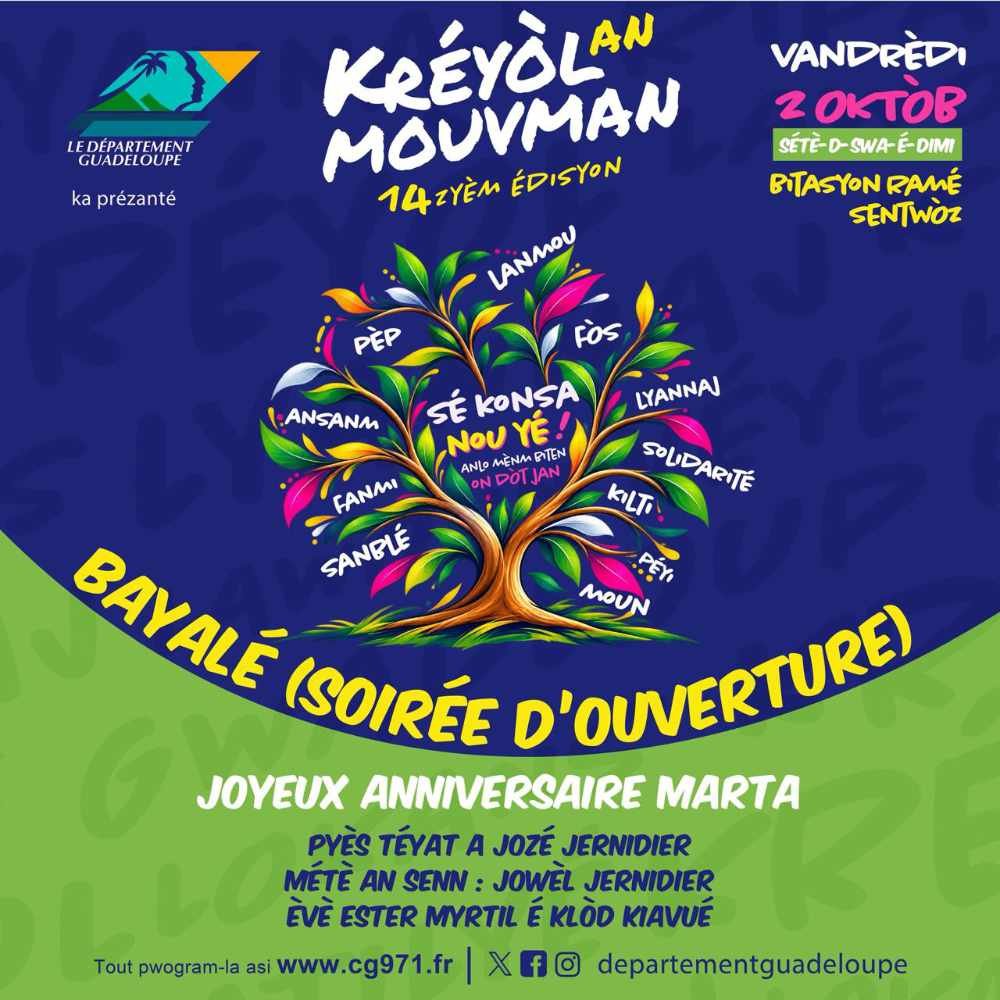 Illustration du Mois du créole, Kréyòl an mouvman Guadeloupe 2026